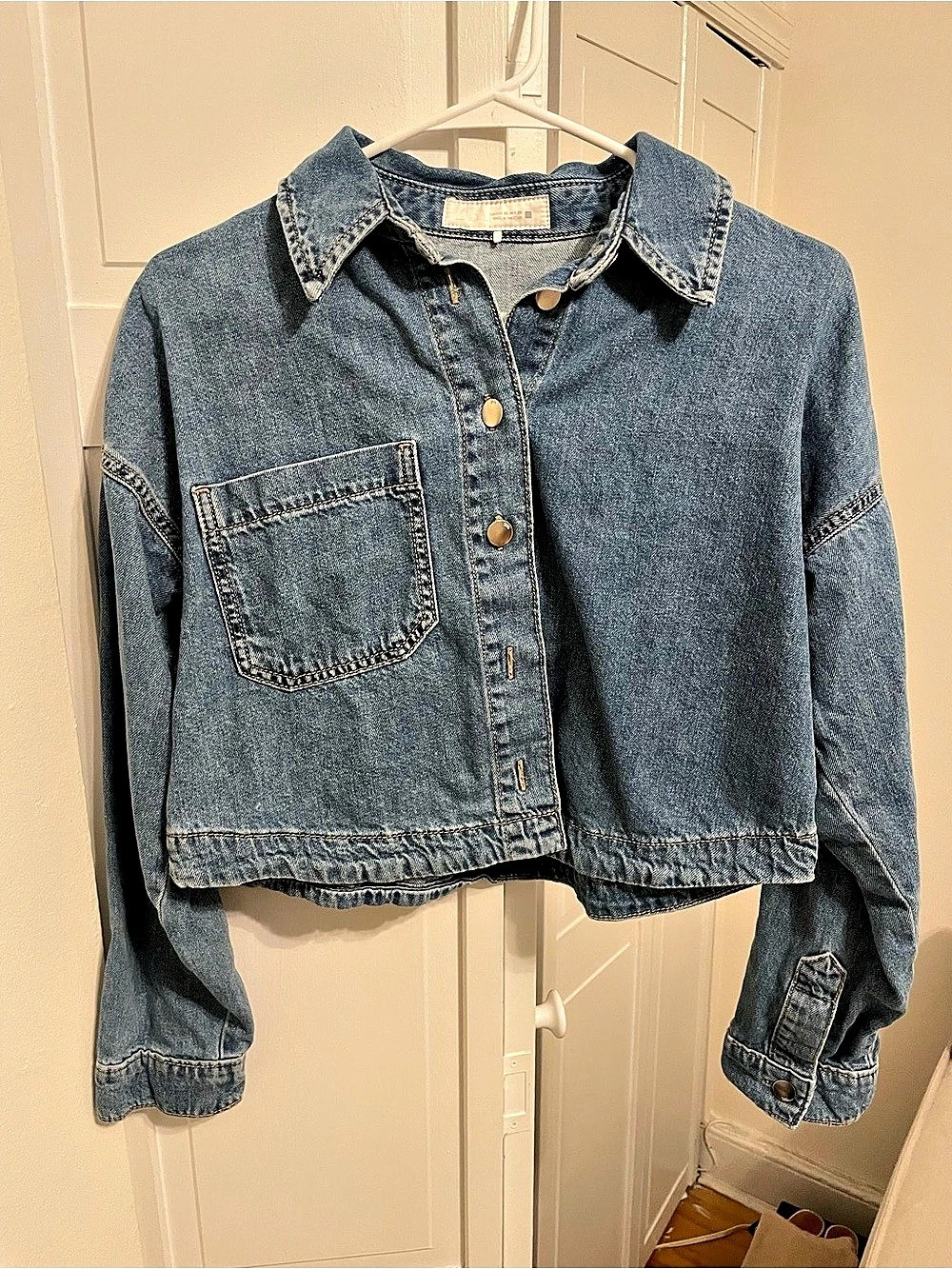 ZARA Cropped Denim Jacket Blue XS